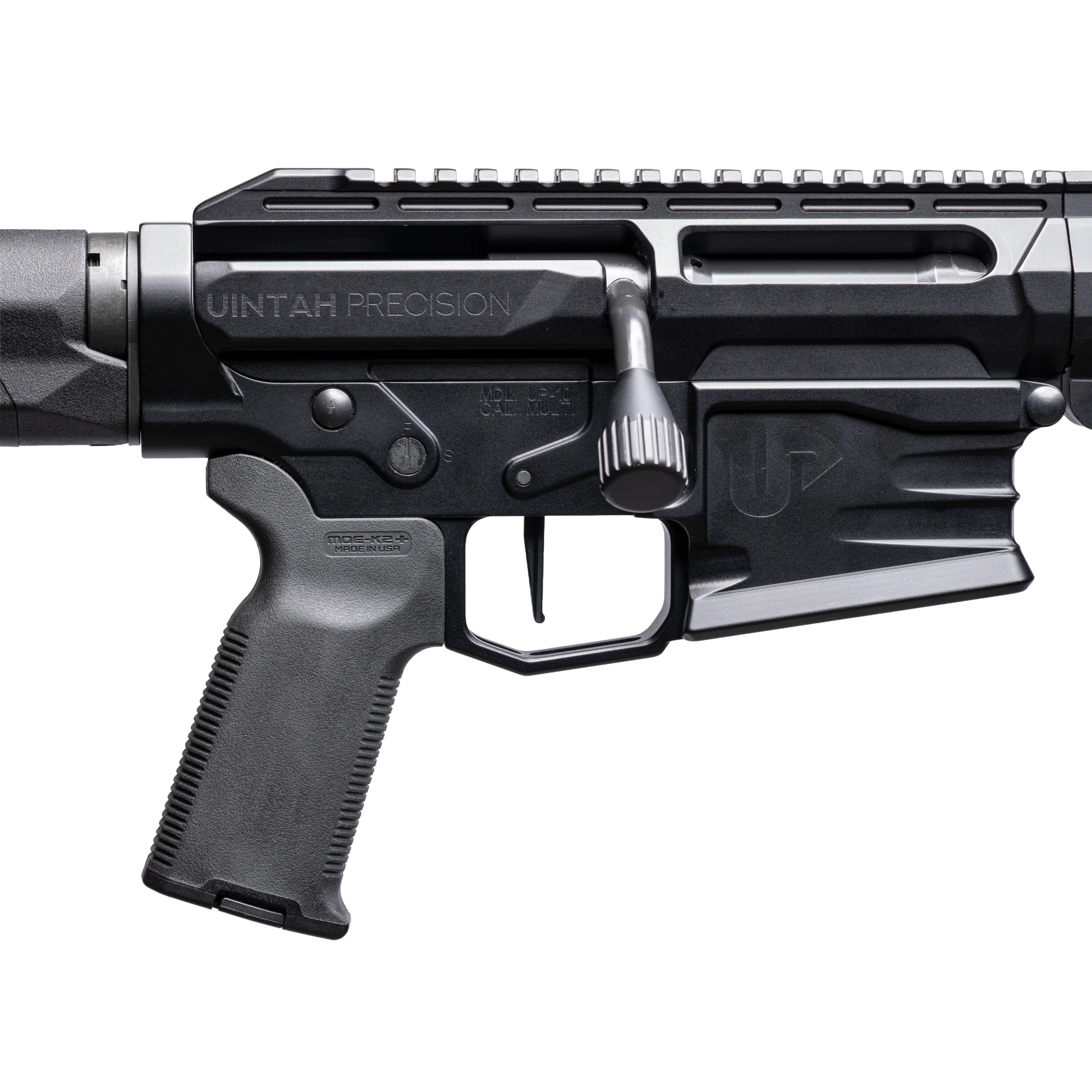 UP-10 Complete Rifle - lower receiver detail, bolt action AR-10 precision rifle